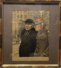 Tableau Dessin Cadre 20èm XXè Crispan Pastel Illustration Humoristique Réalisme