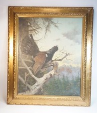 Georg Marie Berger 1862-1942 Munich XXL Huile Tableau Coq de Bruyère Montagne À