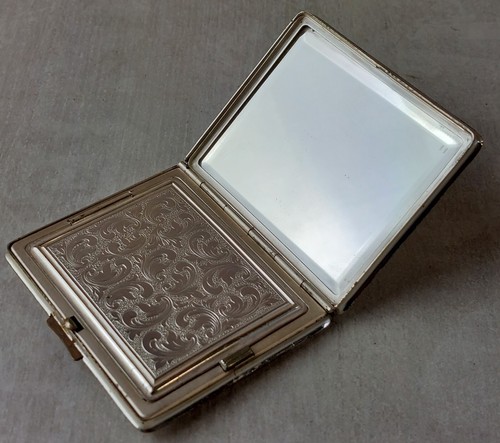 Ancien poudrier métal - poudrier,, en