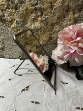 Ancien miroir de Barbier  pliant vintage – cadre métal argenté