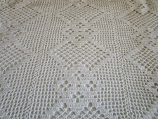Dessus de lit canapé coton crochet fait main ancien 2,30 x 2,20 m