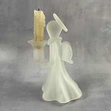 Bougeoir en verre dépoli en forme d'ange portant la bougie Haut.~19cm