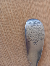 Cuillère ragoût argent  18ème XVIIIè  blason armoirie