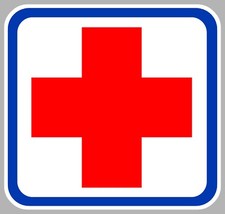 STICKER SECOURS INFIRMERIE CAMPING CLINIQUE CROIX ROUGE AUTOCOLLANT CAM206