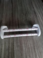 ancien porte serviette mural double salle de bain porcelaine Paris Fleur Rose 