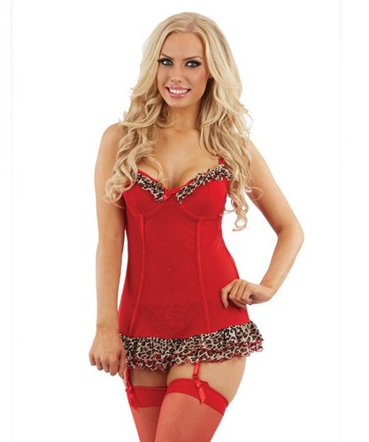 Red leopard print - print, basque
