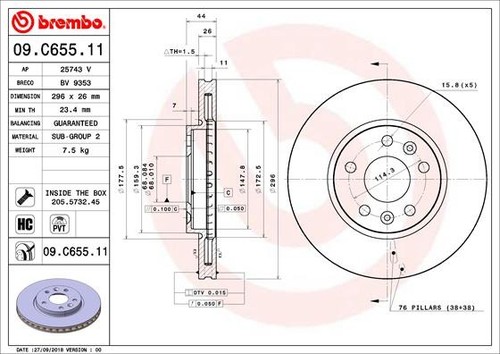 Disque frein axial avant - 2, x