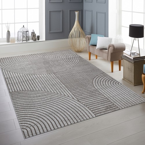 Tapis gris motif lignes - , 3d
