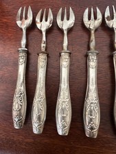 12 fourchettes à huîtres , manche argent massif fourré , Nap III