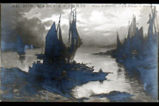 ART - PEINTURE ,VOILIER sous ORAGE en BRETAGNE par Henry BARNOIN / AU BON MARCHE