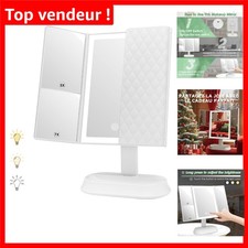 Miroir de Comptoir Professionnel à 3 Volets avec Éclairage LED Ajustable
