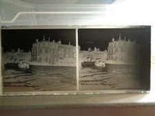 PLAQUE PHOTO VERRE STEREO DREUX ESSAI DE PNEUS VOITURE ANCIENNE PLACE METEZEAU