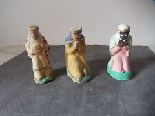 3 ANCIENS SANTONS CRÈCHE NOEL XIX XX ème ROIS MAGE BALTHAZAR MELCHIOR GASPARD 