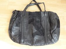 Grand Sac noir en cuir patchwork, 2 poignées et bandoulière