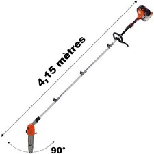 Élagueuse thermique sur perche avec tête orientable, 52 cm3, 3 CV, longueur 4.15