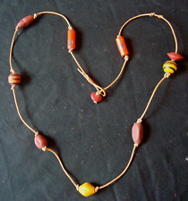 Ancien collier ethnique tribal perles en bois et porcelaine vintage baroque