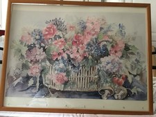 Reproduction aquarelle, vitrée sous cadre bois