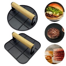 Presse-hamburger avec manche en bois, presse-barbecue pour la cuisson des