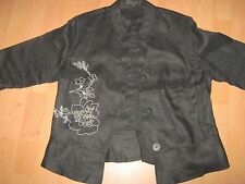 VESTE NOIRE BRODEE TAILLE 42 100 % LIN - COMME NEUVE  - PENSEZ OFFRE PRIX