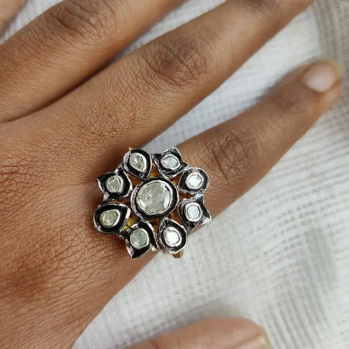 Bague diamant polki - diamant, non