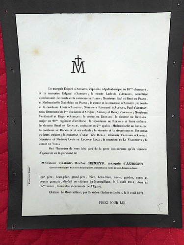 Faire part deces 1874 - faire,