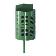 Poubelle d'Extérieur 1/2 Rondes Sur Potelet Hauteur 50cm Verte - A397143