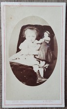 CDV Fillette et sa Poupée LEYGUE Moissac. Photo Ancienne enfant 