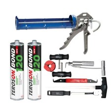 LOT PARE BRISE: DECOUPE JOINT, COLLE, PISTOLET A COLLE