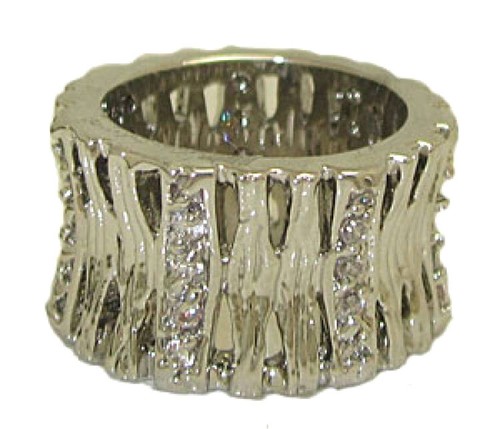 Ring argent blanc - or, large