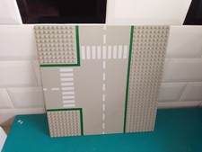 Lego city ville ancien vintage plaque de route grise croisement 32x32