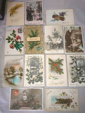 LOT 13 ANCIENNES CARTES POSTALES ILLUSTREES JOYEUX NOEL début 1900