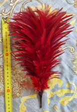 Plumet en plumes de coq rouges pour casque d'officier de Cuirassiers 1872