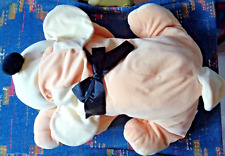 PL/ GRANDE PELUCHE VINTAGE CHIEN GIPSY JAUNE BEIGE NOEUD NOIR  53 cm quasi neuf