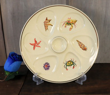 Mid Century French Crustacean Oyster Plate SALINS Crustaces Ceramic Gilt 1950s