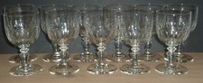 11 grands verres à eau 14cm anciens en cristal soufflé de Baccarat côtes plates