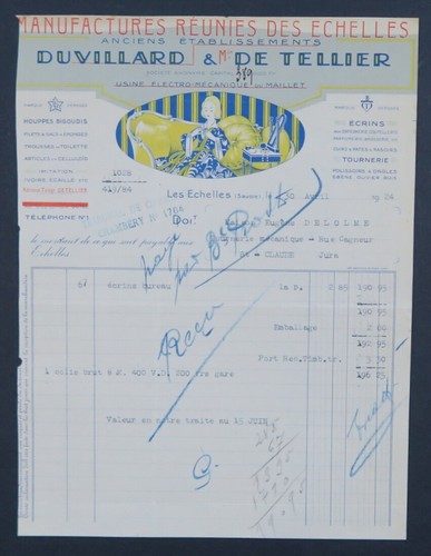 Facture 1924 duvillard de - 1924,