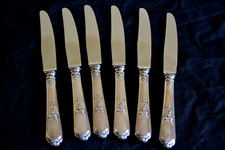6 couteaux dessert fromage métal argent empire