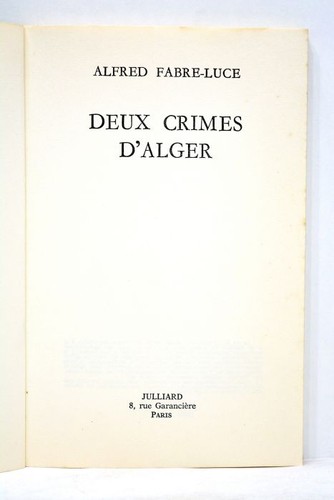 Livre ancien deux crimes alger - livre,