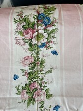 Rideau Ancien Papillons Boussac Tissu Vintage 1960 Cotton Fabric Curtain Antique