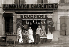 Ancien commerce Boucherie vélo triporteur Toulouse Photo ancienne 1920 retirage
