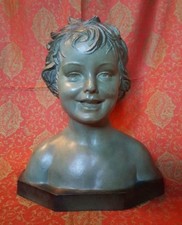 30's Art Déco Demetre H Chiparus Buste fillette terracotta bust signé