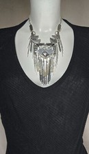 Reminiscence Zoé Et Lila collier Plastron Vintage couleur chrome argenté 