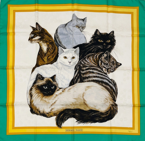 Hermès carré les - 90, chats