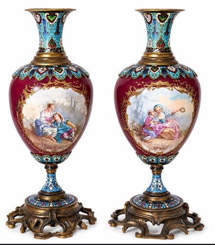 Pair sevres french gilt - sevres,