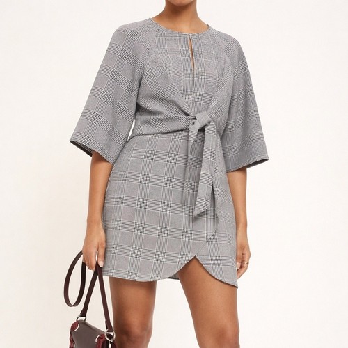 Topshop houndstooth tie front - houndstooth,