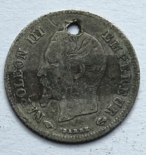 20 centimes 1859 A (Paris) Napoléon III  Argent état B- 0gr95