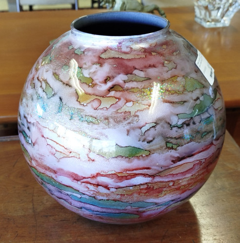 Vase boule verre laqué - verre,
