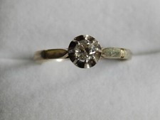 BAGUE ANCIENNE OR BLANC 18 CT & DIAMANT 0,20 CT  TAILLE 48