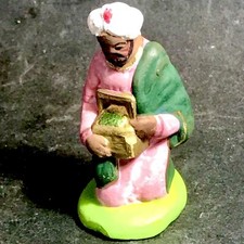 Ancien Santon E RICARD Marseille Roi Mage 3 peinte main CRÈCHE