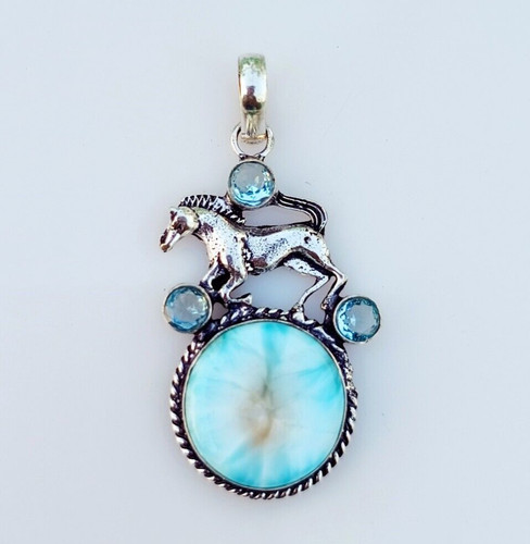 Larimar gemstone pendant 925 - gemstone,